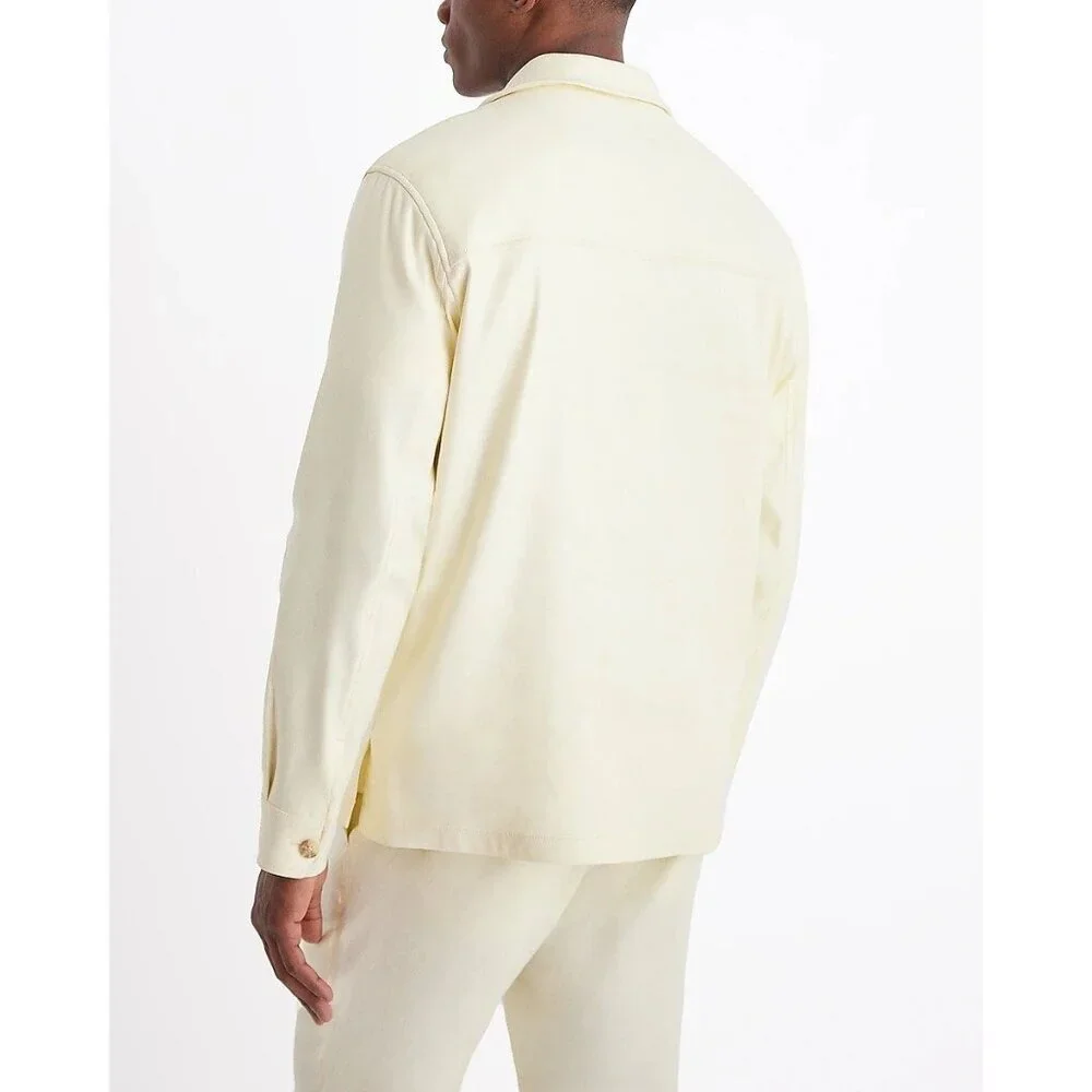 EXPRESS EXTRA SLIM YELLOW LINEN-BLEND SHIRT JACKET MEDIUM RETAIL $149 NEW - Picture 3 of 7